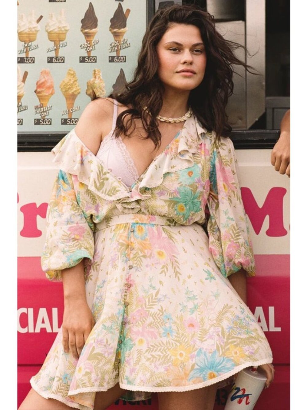 SPELL Women's Lei Lei Frill Lightweight Floral Mini Dress Bohemian - Picture 4 of 15